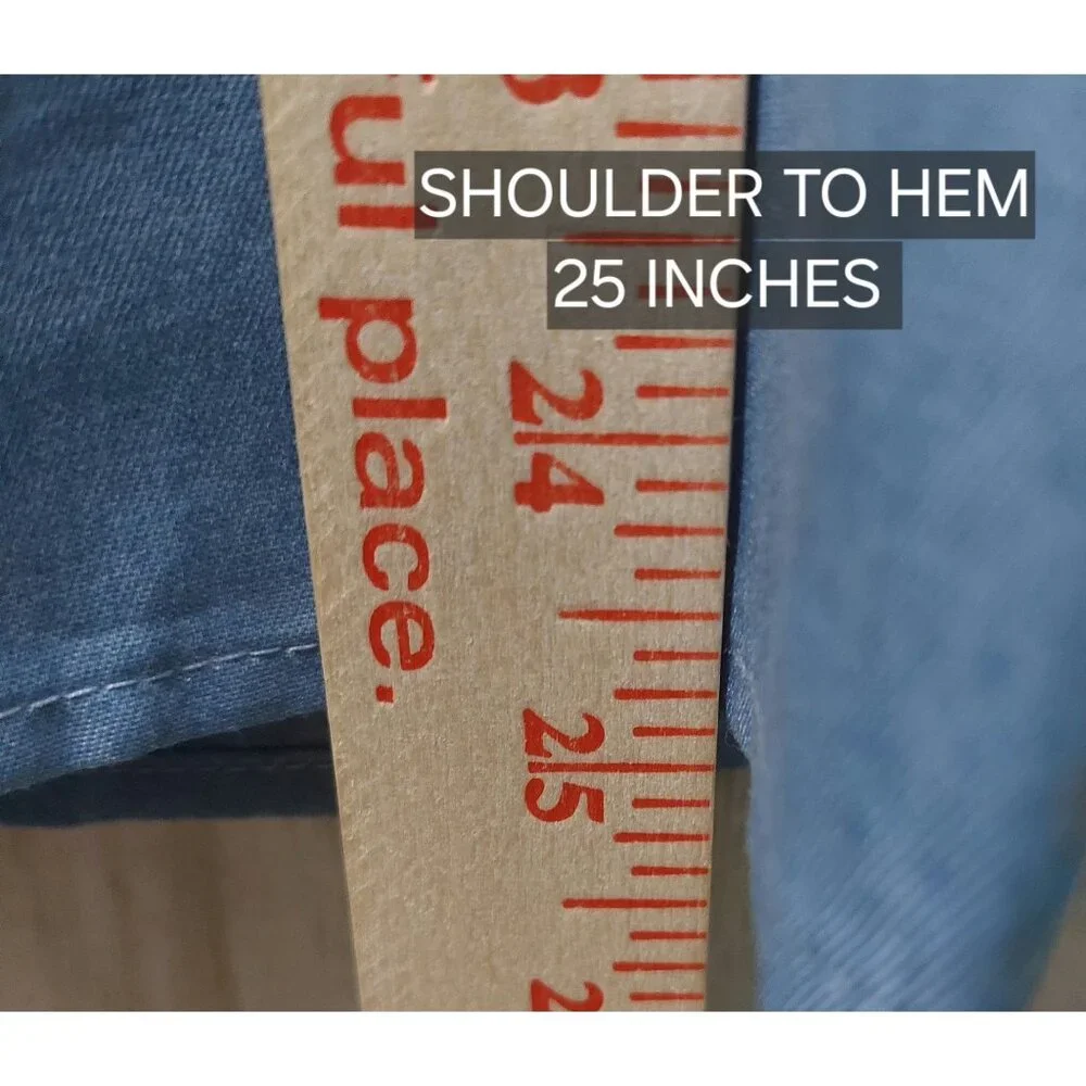 NWT Voy Blue Sleeveless Ruffle Top With Tie Back~Fringe Tip Sleeve~Size LARGE - Picture 6 of 8